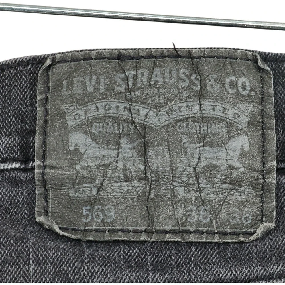 Vtg Levis 569 Loose Straight Jeans 36x36(34x34) Men Black Denim Faded Streetwear
